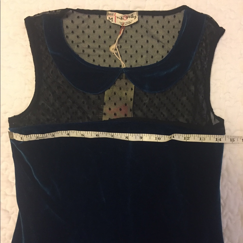 Blue Velvet Dress With Peter Pan Collar - Picture 3 of 8